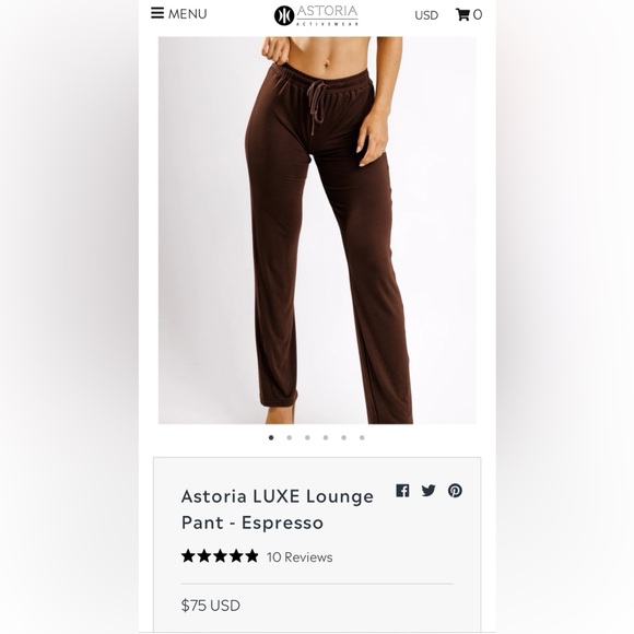 Astoria Grand Pants - Astoria Luxe Lounge Pant - Espresso size M - lightly worn